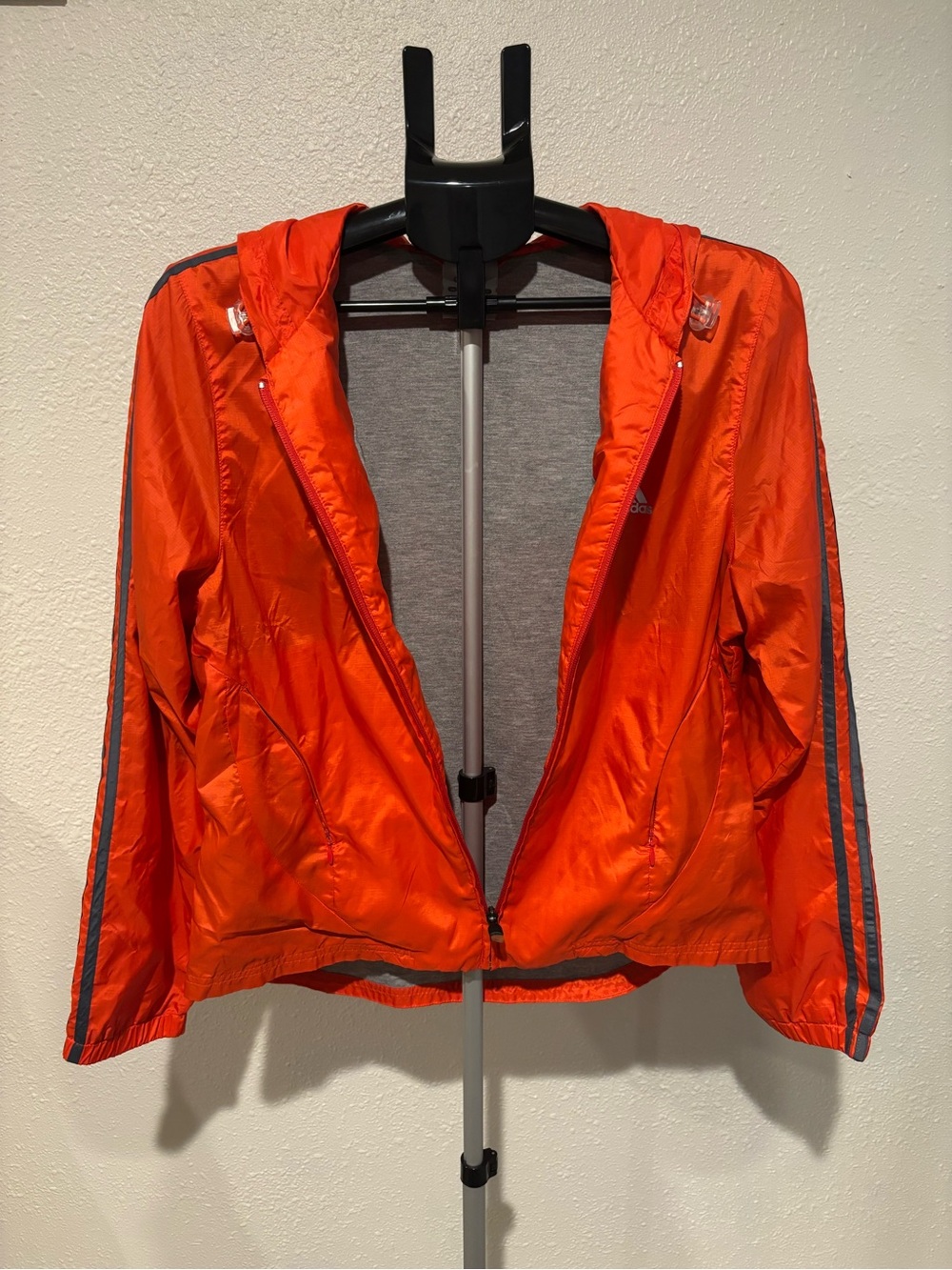 adidas Orange Hooded Utility Jacket with Reflective Stripes - Women